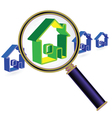 House sign under magnifier glass vector image