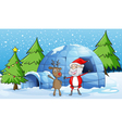A reindeer and santaclause vector image