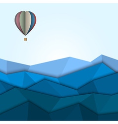 Hot air balloon and mountains from paper vector image