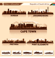 City skyline set 5 silhouettes of South Africa vector image