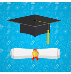 University student cap and diploma vector image