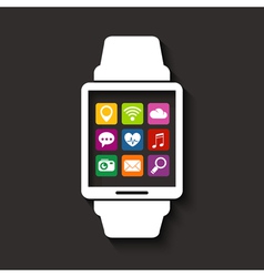 Wearables technology device with apps icons vector image