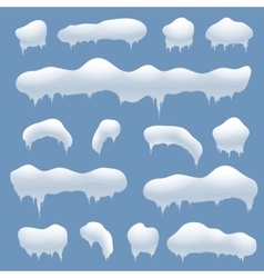 Snow caps snowballs and snowdrifts set vector image