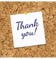 Sheet of paper on corkboard with phrase vector image
