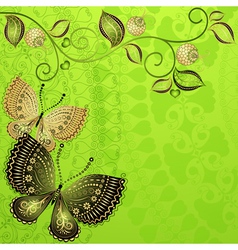 Green spring floral frame vector image