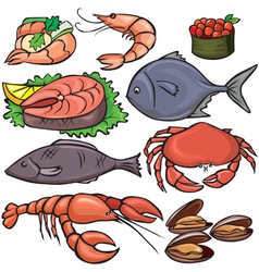 Seafood icons set vector image