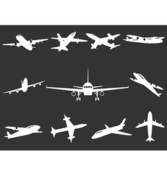 White Airplane silhouettes vector image
