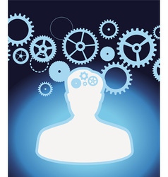 Male profile with gears and cogs - vector image