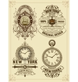 Baroque set of cards with engraving and floral vector image