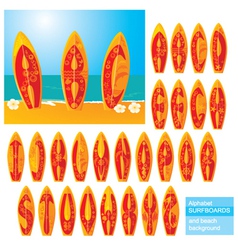 ABC - alphabet - surf boards vector image
