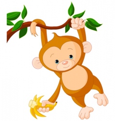 Baby monkey on a tree vector image