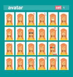 Girl set of stickers for messenger label icon Vector Image