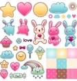 Set of decorative design elements with kawaii vector image