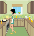 Young woman on kitchen vector image