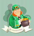 Cute big fat Leprechauns guard the pot of gold vector image