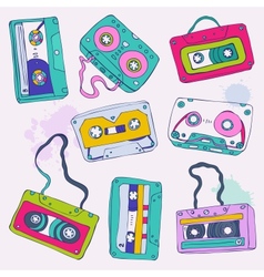 Set of retro cassette tapes vector image