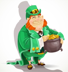 Cute big fat Leprechauns guard the pot of gold vector image