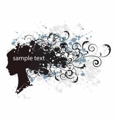 Floral hairstyle woman face silhouette vector image
