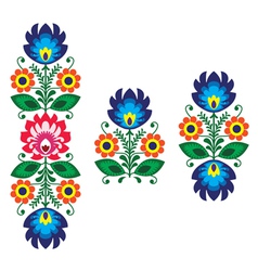 Folk embroidery with flowers - traditional polish vector image