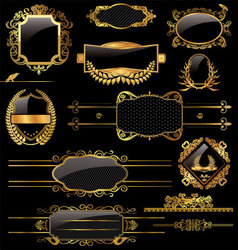 Elegant gold and black labels vector image