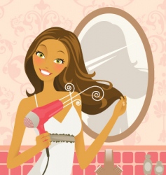 Hairdryer woman vector image