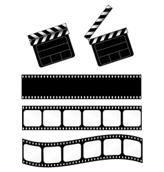 Movie clapper with 3 film strips vector image