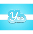 Simple yes text badge on blue background vector image
