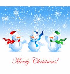 Christmas card snowman vector image