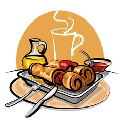 Pancakes with jam vector image