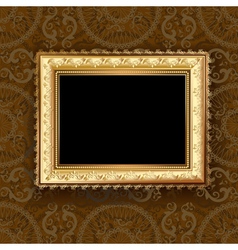 Wooden vintage gold frame vector image