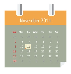 Calendar page for November 2014 vector image