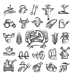 Agriculture and farming icons vector image