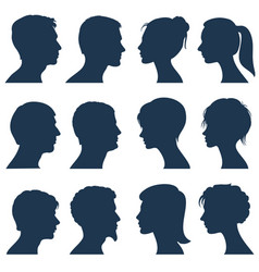 Man and woman face profile silhouettes vector image