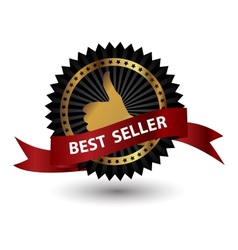 Best Seller label with red ribbon vector image
