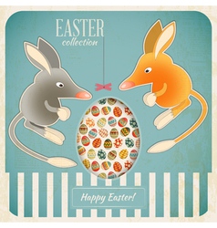 Retro Vintage Card with Easter Australian Bilby vector image