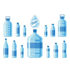 Plastic water bottle set isolated on white vector image