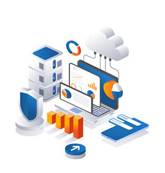 Server statistics isometric flow chart Royalty Free Vector