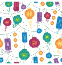Holiday lanterns seamless pattern background vector image
