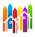 Color stripes and houses vector image