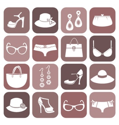 Fashion items icon set Fashion items icon set vector image