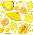 Seamless pattern of yellow fruits and berries vector image