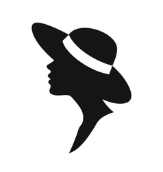 Young woman head silhouette in a hat vector image