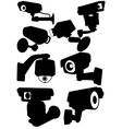Cctv camera silhouettes vector image