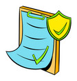 Clipboard with insurance form icon cartoon vector image