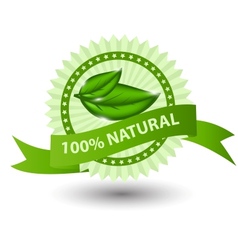 100 natural green label isolated on white vector image