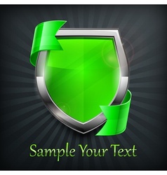 Green shield on black Green shield on black vector image