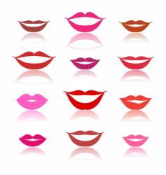 Smiles lips icons on white vector image