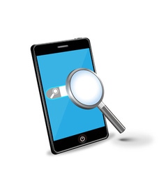 Smartphone and magnifying glass vector image