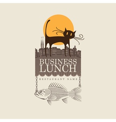 Cat and fish vector image