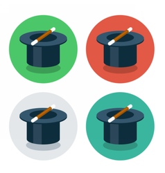 Circle flat icon magic hat vector image